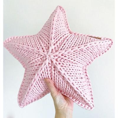 China Handmade Custom Handmade Crib Bumper Cozy Cushion Star Crib Crochet Baby Pillow Pink Staples Braided Decorative Pillow for sale