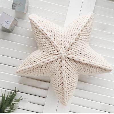 China Novelty Handmade White Hand Knit Sweater Pillow Pattern Cozy Pillow Star Shaped Aroma Knitting Decor Knit Pillow for sale