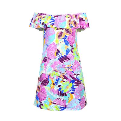 China Factory Custom Women Plus Size Plus Size Off-the-Shoulder Beach Dress Swimsuit for sale