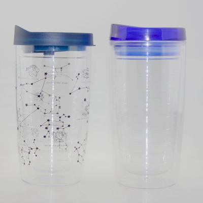 China Multicolor Stocked Plastic Straw Double Walled Clear Cup Food Grade Coffee Mug Sublimation Straw Tumbler Mug for sale