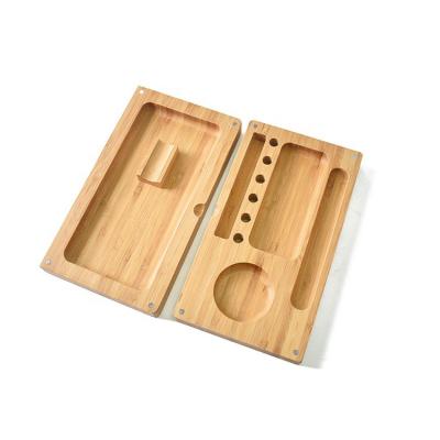 China Bamboo Roll Stocked Tray Wooden Rolling Wood Tray with Lid for sale