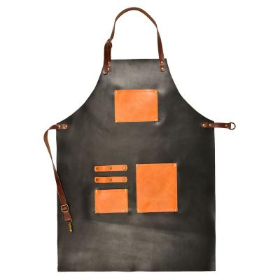 China Carpentry Intermittent leather multi pocket apron chef man cowhide apron craftsman for sale