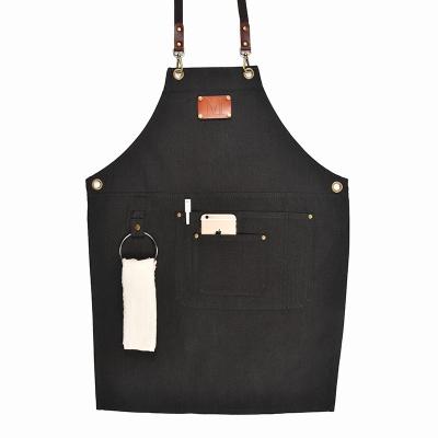 China Cleaning Korean New Cotton Sleeveless Apron Home Kitchen Denim Canvas Creative Set Thickened Glazed Black for sale