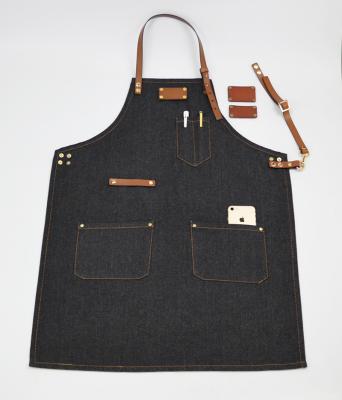 China Cleaning Denim canvas neck apron coffee shop restaurant bar painting sleeveless blouse printing for sale