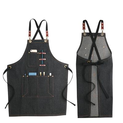 China SANITARY Denim apron printed by coffee maker, milk tea shop, hairdressing shop, customized for men and women for sale