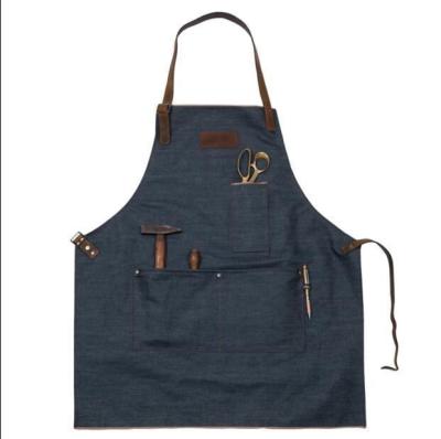 China Oil Painting Nordic Denim Canvas Apron Sleeveless Hanging Neck Couple Home Apron Baking Coffee Western Restaurant Men and Women for sale