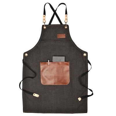 China Cleaning Cross barber shop Korean leather belt apron barista gardening denim canvas heat transfer printing for sale