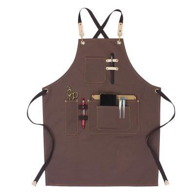 China Cleaning Canvas Apron Customized by Coffee Shop Thickened Wearable Restaurant Print Korean Fashion for sale