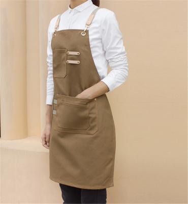 China Cleaning Quality milk tea shop, fruit shop, simple breathable apron, baking restaurant, women's cotton working canvas apron for sale