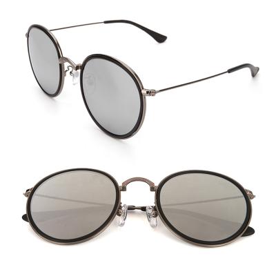 China Custom High Quality Classic Vintage Frame Retro Fashion Sun Glasses Metal Round Sunglasses With Mirror Glass For Men for sale