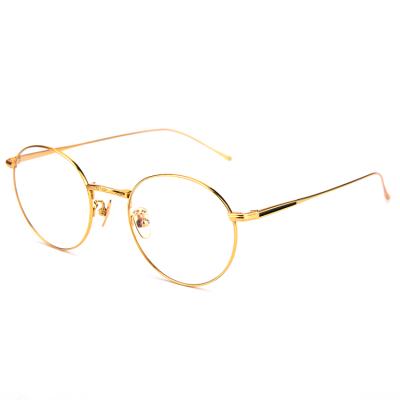 China 2020 New Fashion Shenzhen Designer Reading Glasses Retro 18K Gold Classic Round Titanium CE High Quality 2020 New Fashion Glasses Optical Eyewear Frames for sale