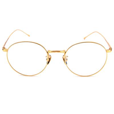 China 2020 New Fashion Shenzhen Designer Reading Glasses Retro 18K Gold Classic Round Titanium CE High Quality 2020 New Fashion Glasses Optical Eyewear Frames for sale