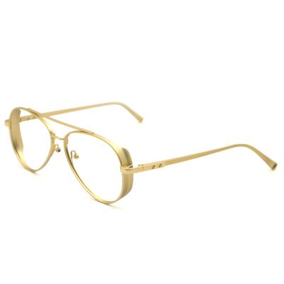 China For Reading Glasses 2021 Newly Titanium Thick Double Bridge 18k True Gold On The Line Woman Prescription Gold Frame Optical Glasses for sale