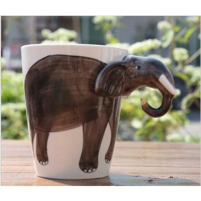 China Viable ceramic 3D mug, pure hand-painted animal mug, creative couples coffee mug and mug logo customization for sale