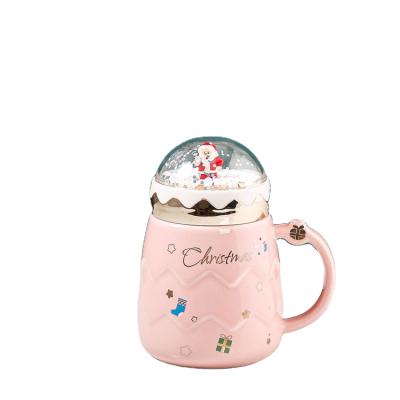 China Viable Creative Christmas Water Ceramic Mug With Lid With Souvenir Cup Coffee Mug Event Gift Mug for sale