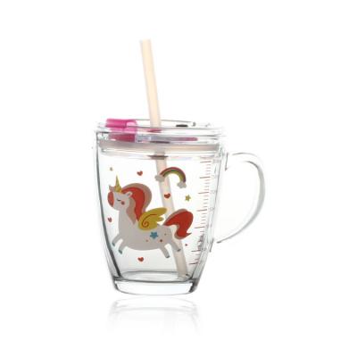 China Household Contemporary Creative Kids Milk Cup With Tempered Glass Cup Sealing Glass Sippy Cups With Handle for sale