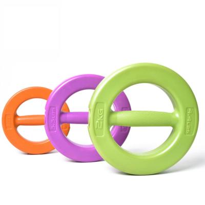 中国 Wholesale Ladies Home Use Colored Cement Dumbbells PP Friendly Plastic Ring Dumbbell 販売のため