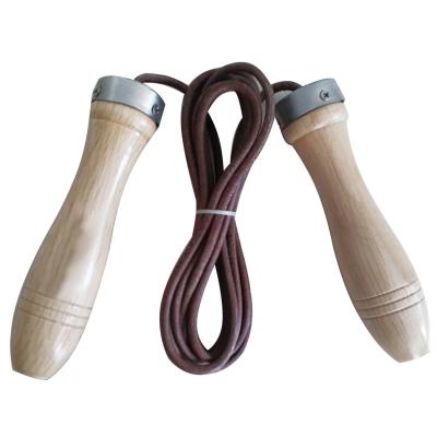 China Cowhide 45cm Gym Jump Rope 14kg Wooden Handle Skipping Rope Sports Training for sale