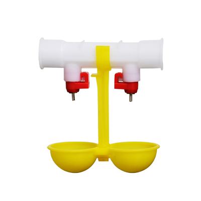 China Farms Quality Automatic Water Drinking Bowl For Chickens Poultry Broiler Drinkers With Double Hose Drip Cup for sale