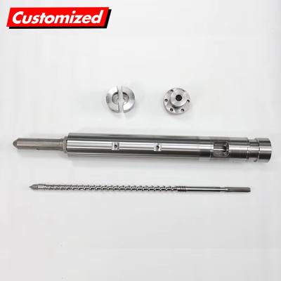 China OEM Custom Stainless Steel Alloy Single Twin Extruder Screw Barrel Reciprocating Injection Lead Feed Screw Auger Nitride for sale