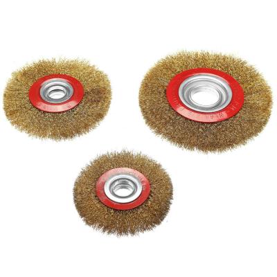 China High Quality Brass Coated Grinding Brushes Circular Wire Flat Wheel Brush for sale