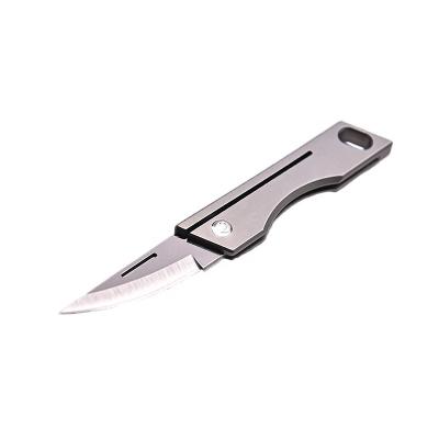 China Hot Selling Quick-change High Hardness, D2 Sharp Steel, Key Chain Pocket Knife Pendant, Titanium Mini Knife for sale