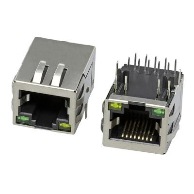 China With single left LED tab down 8 pin rj45 female led connector with filter ethernet rj45 connector pcb jack for sale