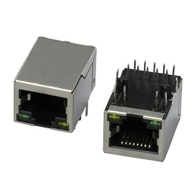 China Single port pcb ethernet rj45 connector led 8 pin rj45 female connector rj45 modular pcb jack jack for sale