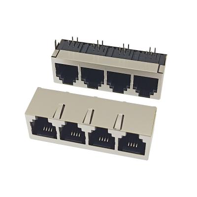 China 1x4 pcb tag up rj45 jack pcb jack modular jack 8 pin female connector rj45 connector rj45 for sale