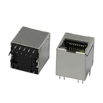 China Pcb gigabit 8 pin female connector led rj45 vertical connector rj45 pcb jack modular jack female socket for sale