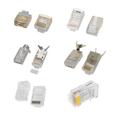 China PCB Cat5e CAT6 CAT7 RJ45 Connector For Network Cable 8P8C Stranded Solid Gold Plated RJ45 Plug With UTP for sale