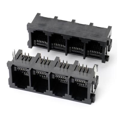 China PCB Input Jack 6P6C 1X4 PCB Port RJ45 Connector rj45 Modular Jack Network Side Connector for sale