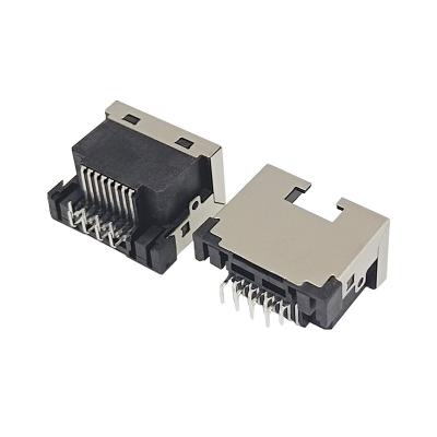 China PCB Down 4.3mm rj45 8P8C 8 pin female connector rj45 connector pcb jack modular jack for sale