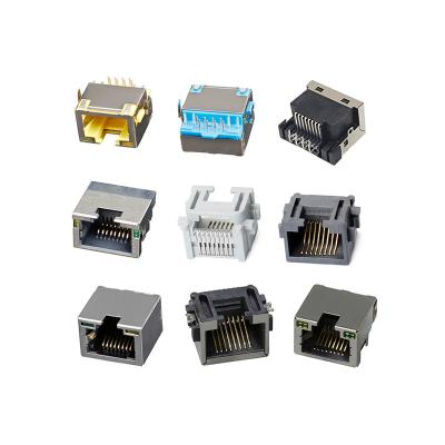 China Ultra thin pcb rj45 connector 8P8C led rj45 pcb board network connector rj45 connector modular jack connections for sale