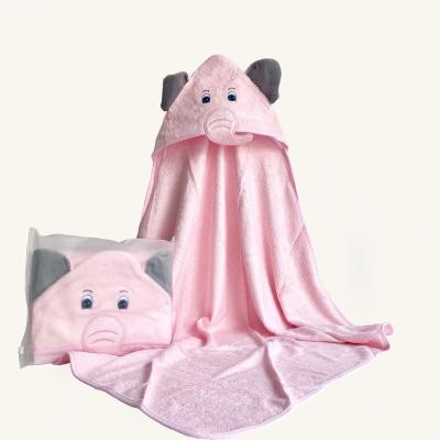 China Wholesale Sustainable Elephant Hooded Organic Bamboo Super Soft Baby Towel Baby Bath Towel Hooded Towel for sale