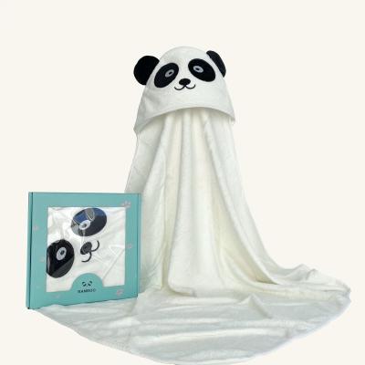 China Super Soft Bamboo Design Bath Towel Factory Gift 500GSM Bamboo Hooded Towel Stuffed Panda Viable Wholesale Boxes For Infant for sale