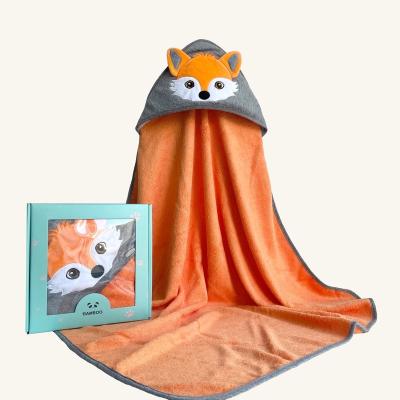 China Super Breathable Bamboo Design Bath Towel Factory Gift 500GSM Bamboo Hooded Towel Stuffed Boxes Wholesale Fox Kids Safe For Baby for sale