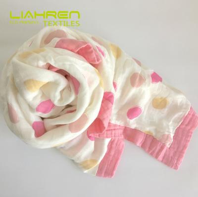 China Other Organic Soft 6 Layers Baby Bamboo Muslin Cotton Wrap Print Baby Blanket for sale