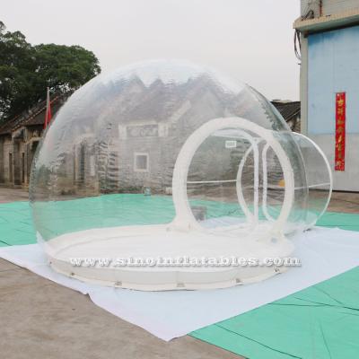 China 0.8mm PVC + 0.6mm PVC tarpaulin 4 meters diameter transparent inflatable bubble tent with steel framed tunnel for glamping and camping for sale