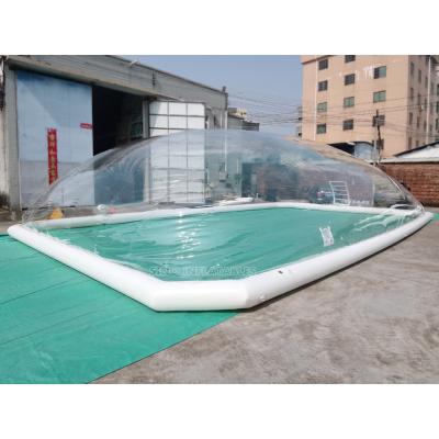 China outdoor 1.0mm pvc +0.6mm pvc tarpaulin custom size 13m x 8m transparent inflatable pool bubble dome for swimming pool for sale