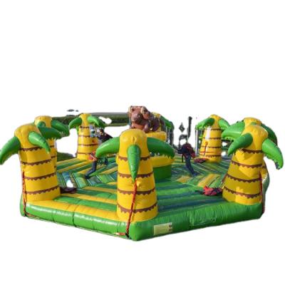 China PVC Bungee Run To Fly Egg Games Inflatable Dinosaur Bounce House For Party Fun for sale