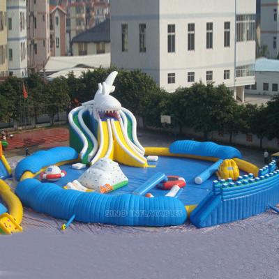 China Inflatable Water Toys Recreation Large Ground Water Park With Pool And Water Toys Made Of 0.9mm N 0.55mm PVC Tarpaulin for sale