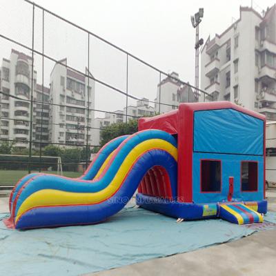 China Commercial PVC Rainbow Kids Inflatable Combo Bounce House With Removable Large Slide N Panels for sale