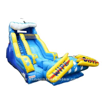 China PVC 20' high wipeout kids inflatable water slide for sale made of the best PVC tarpaulin for sale