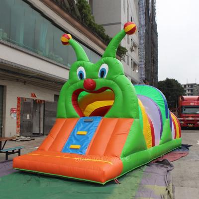 China PVC 8m Long EN14960 Certified Colorful Inflatable Worm Tunnel With Slide Inside For Kids On Sale From Guangzhou for sale