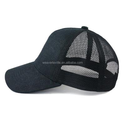 China Custom Hat 6-Panel OEM ODM Service Natural Fiber Hemp Baseball Cap With Embroidery Logo Mesh Hemp Hat Trucker Hat for sale