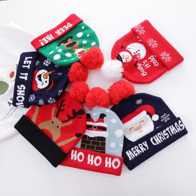 China Christmas Gift COMMON Winter Christmas Warm Hat For Women Kids Pom Pom Beanie Hat for sale