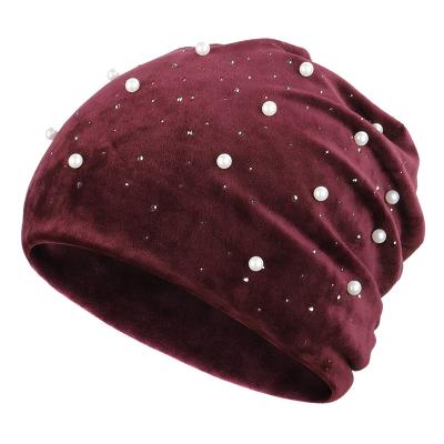 China JOINT Baotou hat velvet pearl knit warm woolen hat girl ladies autumn and winter hat new 2020 for sale