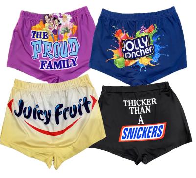 China Custom Logo Designer Spandex Proud Family Anti-Wrinkle Kiss My Face Sneer Jolly Powerpuff Women Booty Snack Candy Boy Shorts Thicker Women for sale