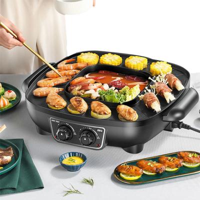 China Outdoor korean electric bbq grill with yuanyang hot pot bbq grill pot tray homemake BBQ indoor grills for sale